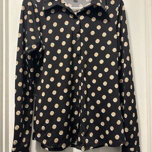 Polka Dot Women's Blouse - Black and White